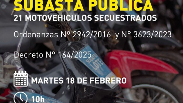 La Falda subastará 21 motos de corralón municipal