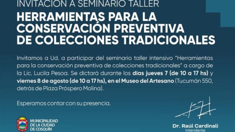 Bialet Massé: dictarán seminario taller sobre conservación de colecciones tradicionales