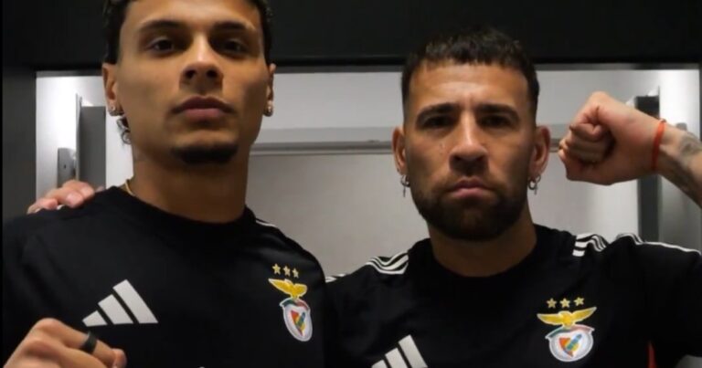 Antes rivales, ahora aliados: la divertida presentación de Richard Ríos junto a Otamendi en Benfica