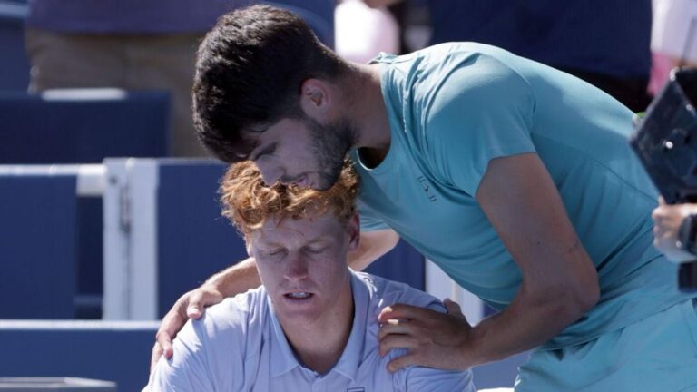 Alcaraz gana su título más amargo: Sinner se retira de la final de Cincinnati tras cinco juegos