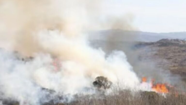 Un auto se prendió fuego en las Altas Cumbres y provocó un incendio