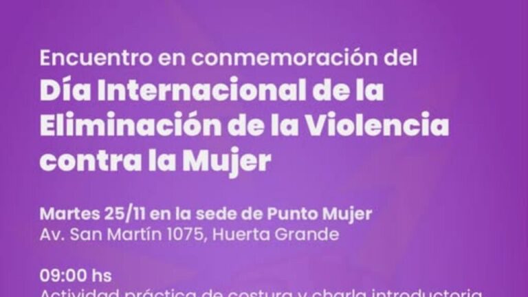 Huerta Grande realizará una jornada contra la violencia hacia las mujeres