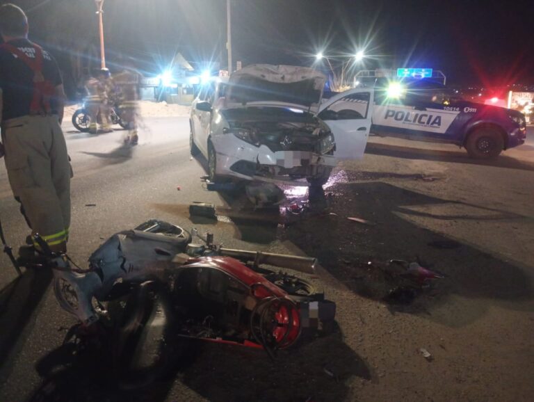 Santa Cruz del Lago: una mujer resultó herida en un choque entre un auto y una motocicleta en Ruta 38