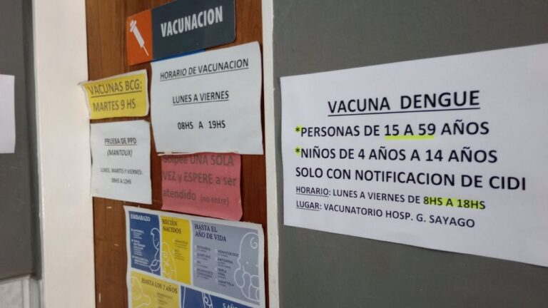 Hospital Sayago: vacuna contra dengue para 15 a 59 años de 8 a 18
