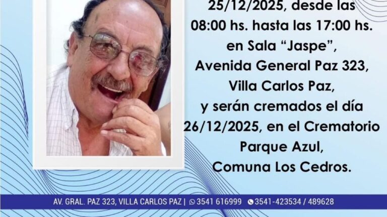 Murió un conocido dirigente de la zona sur de Carlos Paz