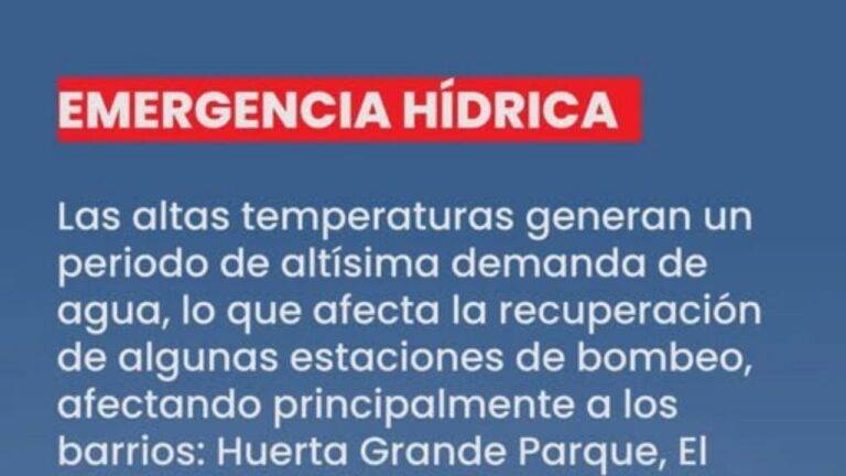 Emergencia hídrica en Huerta Grande: piden uso responsable del agua