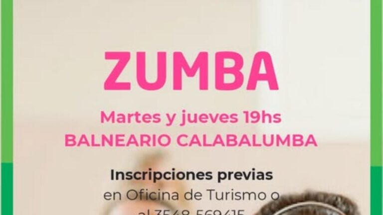 Darán clases de zumba en el balneario Calabalumba
