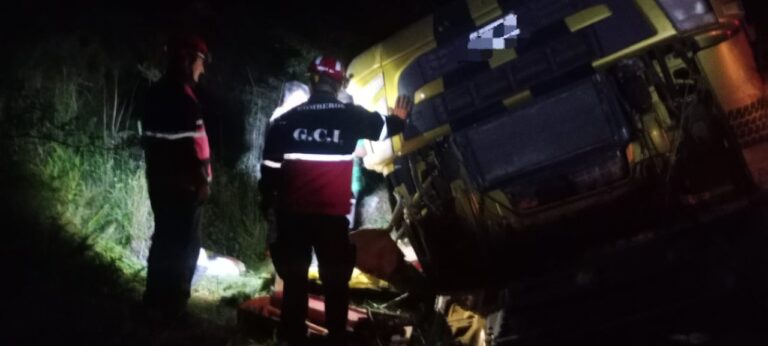 Accidente en Ruta 9: un camión volcó y bomberos debieron rescatar al conductor