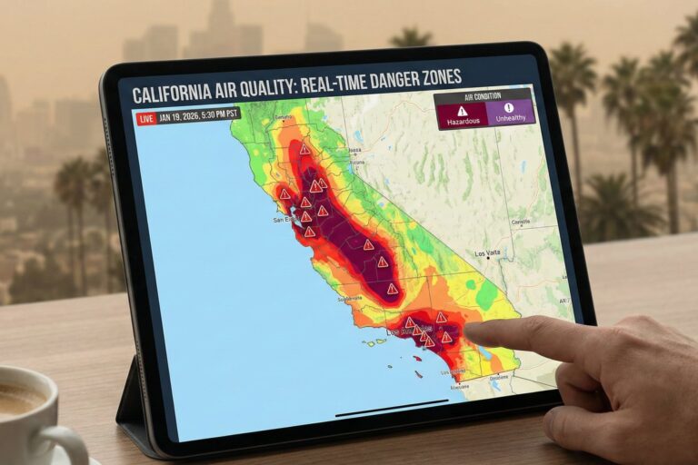 El mapa en tiempo real que muestra dónde es peligroso respirar hoy en California