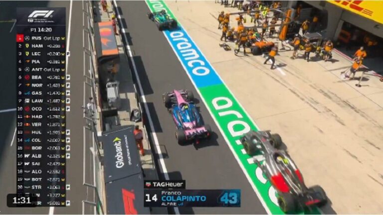 Problemas en Alpine: el auto de Colapinto «se quedó» en boxes y los mecánicos corrieron a empujarlo