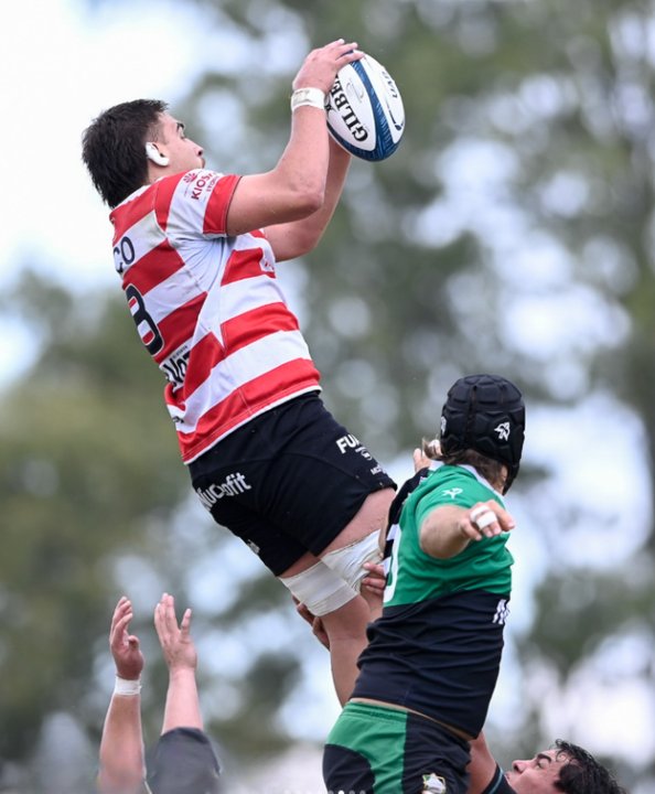 Jugadores del Jockey Club de Córdoba celebrando un try durante el partido contra Duendes de Rosario en el Torneo del Interior A.